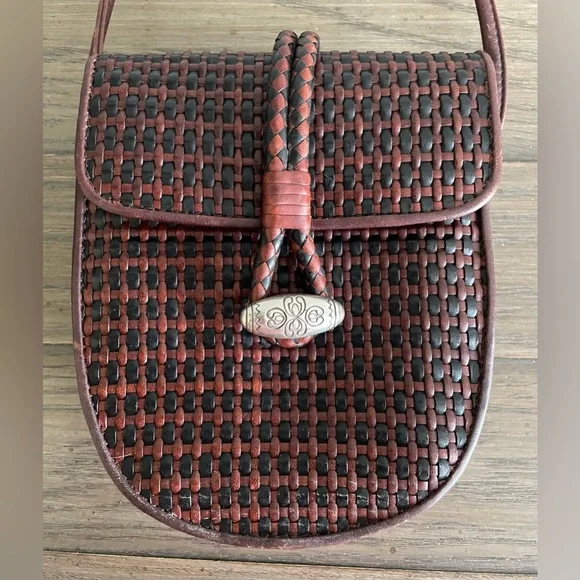 EUC, Brighton One World, Brown Woven Leather Crossbody - Picture 7 of 8